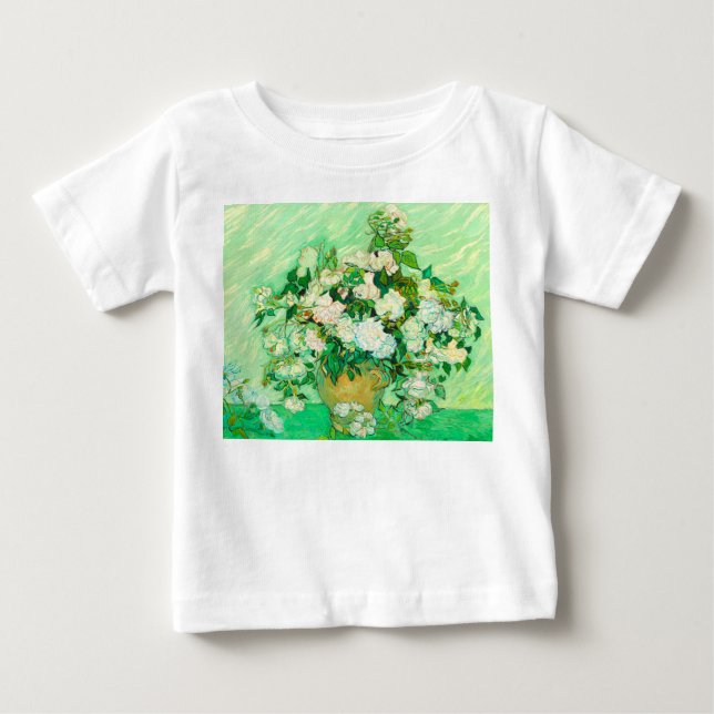 Camiseta Para Bebê Van Gogh White Roses (Frente)