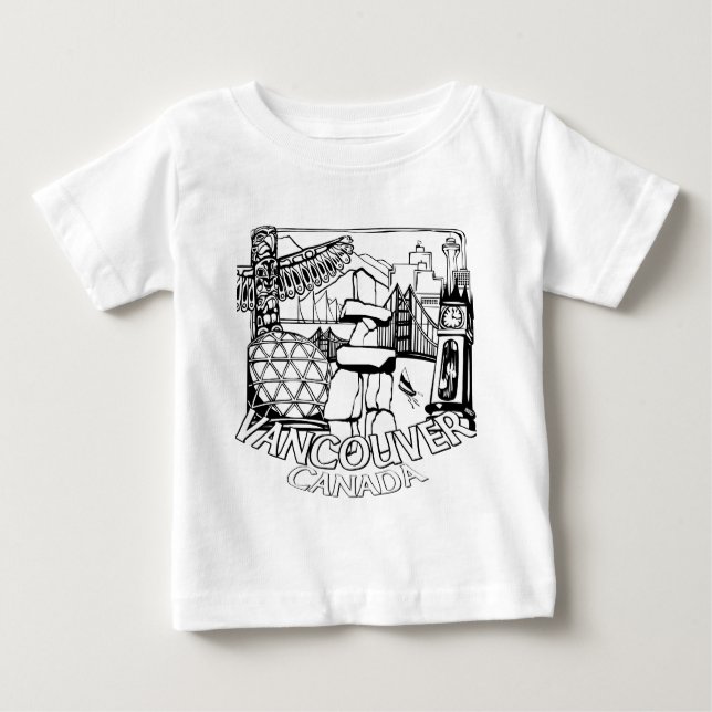Camiseta Para Bebê Vancouver Souvenir Baby T-shirts Landmark Baby Tee (Frente)
