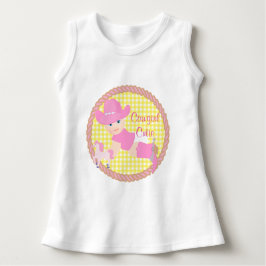 Camiseta Para Bebê Vaqueira Bebê Chapéu Rosa Botas e Cavalo Sem Manga