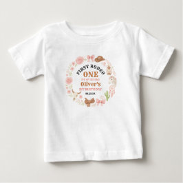 Camiseta Para Bebê Vaqueira Coquete Ocidental 1º Aniversário Rosa Fof