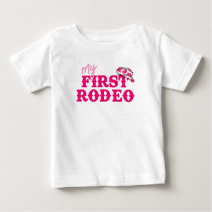 Camiseta Para Bebê Vaqueira de Disco Primeiro Rodeio