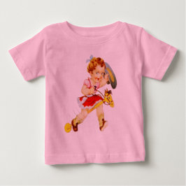 Camiseta Para Bebê Vaqueira de Rodeio do Oeste em Cavalo de Pau