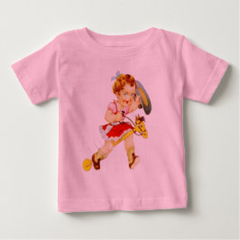 Camiseta Para Bebê Vaqueira do Rodeio Ocidental em Cavalo de Pau