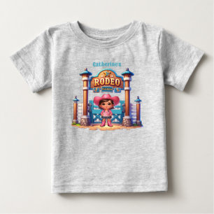 Camiseta Para Bebê Vaqueira Ocidental Primeiro Rodeio Aniversário Beb