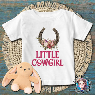 Camiseta Para Bebê Vaqueirinha de Ferradura Floral Meninas