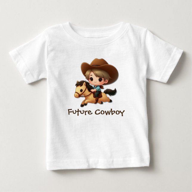 Camiseta Para Bebê Vaqueiro Futuro Fofo (Frente)