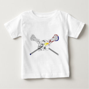 Camiseta Para Bebê Varas do Lacrosse com capacete