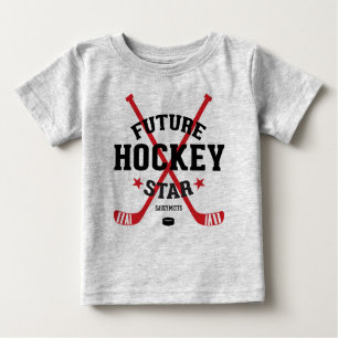 Camiseta Para Bebê Varas futuras do vermelho da estrela do hóquei do