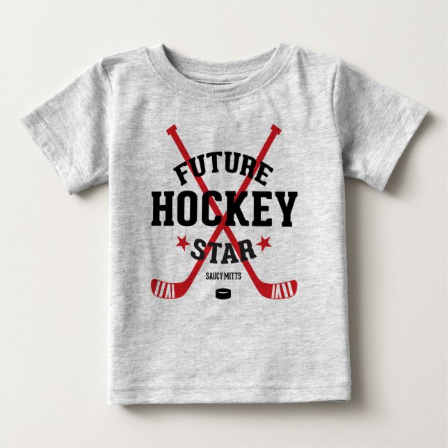 Camiseta Para Bebê Varas futuras do vermelho da estrela do hóquei do (Frente)