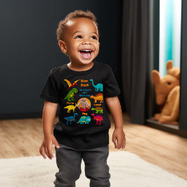 Camiseta Para Bebê Várias espécies de dinossauros coloridos