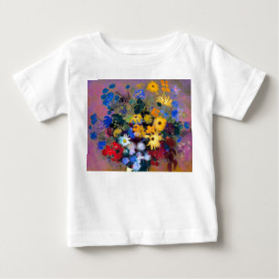 Camiseta Para Bebê Vaso Branco com Flores Odilon Redon