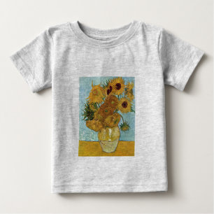 Camiseta Para Bebê Vaso com os doze girassóis por Van Gogh