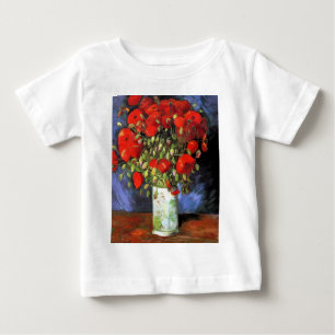 Camiseta Para Bebê Vaso com Papoulas Vermelhas pintura de Van Gogh