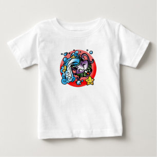 Camiseta Para Bebê Vaso roxo dos desenhos animados do Aquário feliz