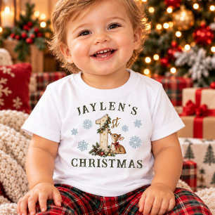 Camiseta Para Bebê Veado Bebê Personalizado Primeiro Natal do Bebê