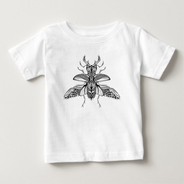 Camiseta Para Bebê Veado-Besouro psicadélico inspirado (Frente)