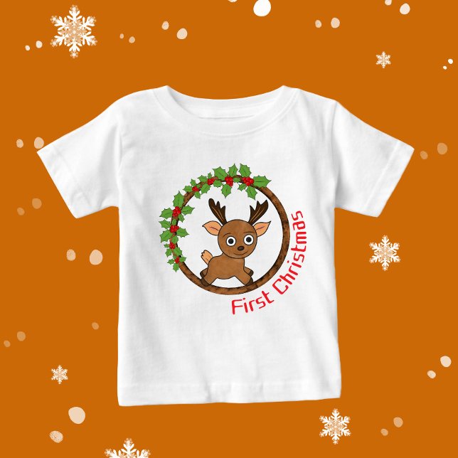 Camiseta Para Bebê veado de Natal (Criador carregado)