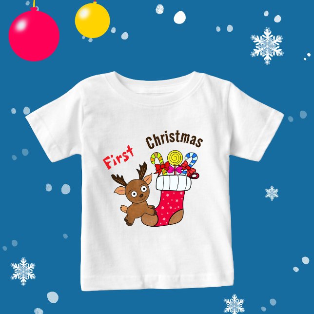 Camiseta Para Bebê veado de Natal (Criador carregado)
