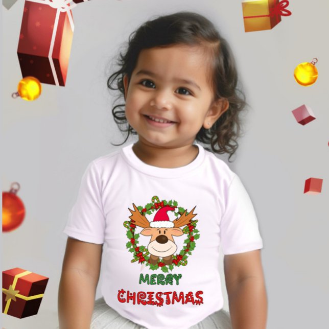 Camiseta Para Bebê veado de Natal (Criador carregado)