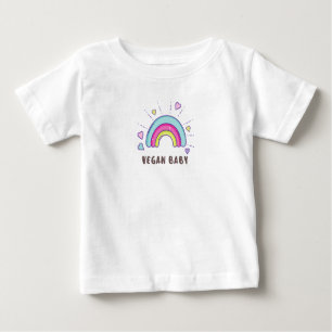 Camiseta Para Bebê Vegan Baby T-Shirt - Arco-Íris e Corações - 0-24 m