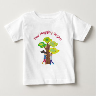Camiseta Para Bebê Vegan de Abraço em Árvore