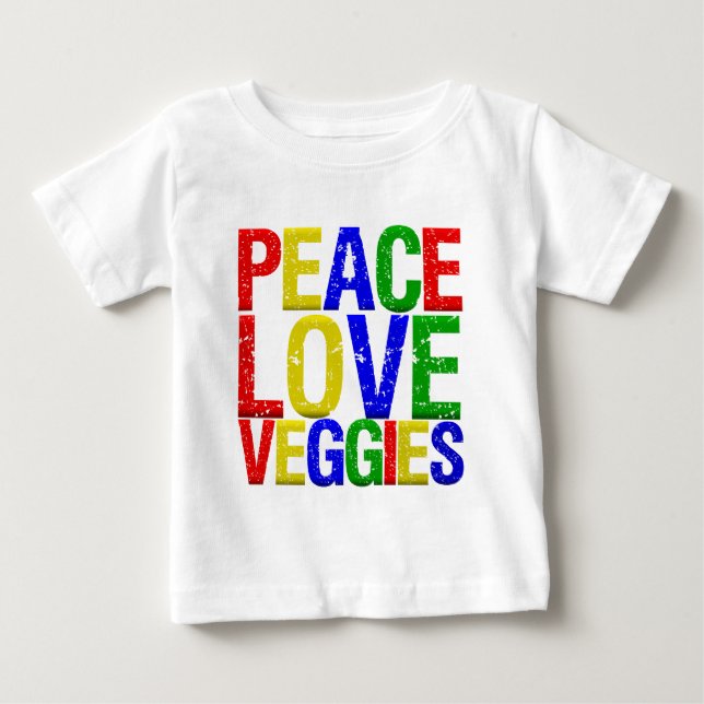 Camiseta Para Bebê Vegetarianos do amor da paz (Frente)