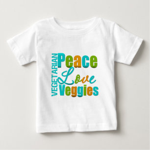 Camiseta Para Bebê Vegetarianos do amor da paz do vegetariano
