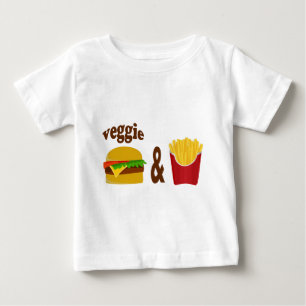 Camiseta Para Bebê Veggie Burger e Fries