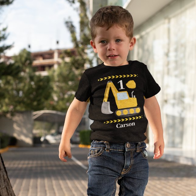 Camiseta Para Bebê Veículo de Construção Personalizado de primeiro an (Criador carregado)