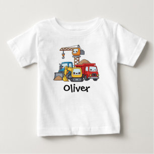 Camiseta Para Bebê Veículos de Construção Fofos