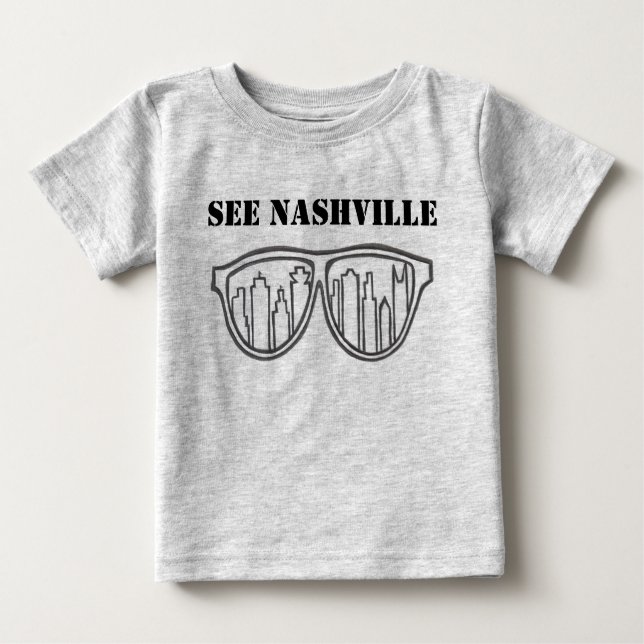 Camiseta Para Bebê Veja a skyline de Nashville (Frente)