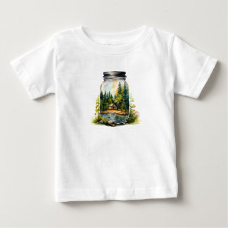 Camiseta Para Bebê Veja o riacho, a casa no vidro