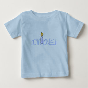 Camiseta Para Bebê Vela azul eu sou um aniversário