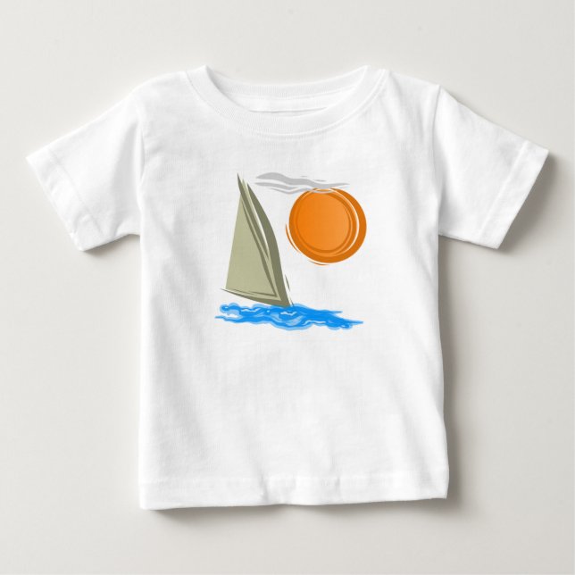 Camiseta Para Bebê veleiro e sol (Frente)
