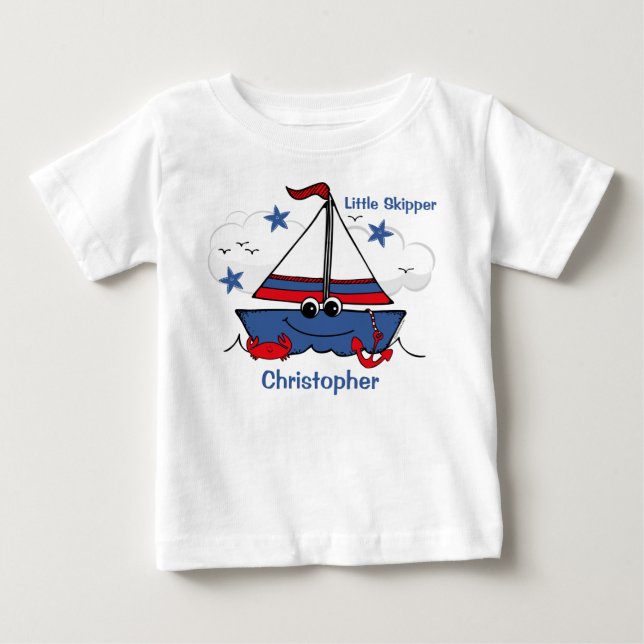 Camiseta Para Bebê Veleiro pequeno bonito (Frente)
