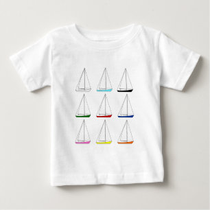 Camiseta Para Bebê Veleiros coloridos brilhantes