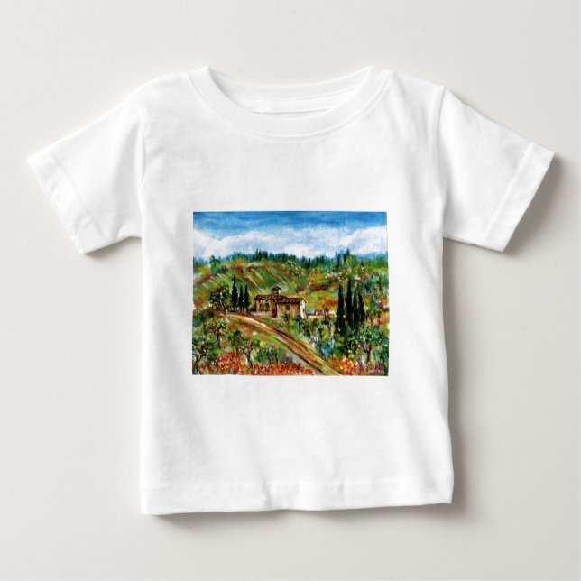 CAMISETA PARA BEBÊ VELHICE, OLIVEIRAS NA PAISAGEM DA TÚSCULA (Frente)