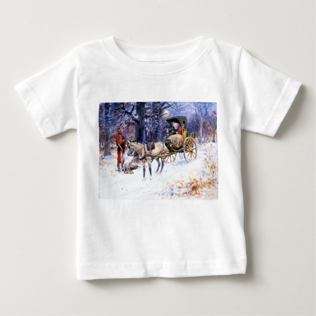 Camiseta Para Bebê Velho Natal em Nova Inglaterra (por Charles Russel (Frente)