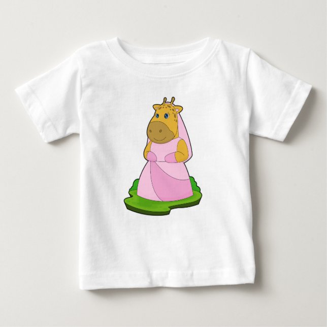 Camiseta Para Bebê Velo de Noiva Girafa Casamento (Frente)