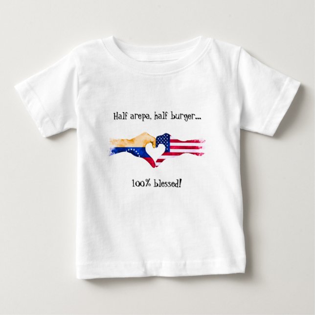 Camiseta Para Bebê 🇻🇪❤️🇺🇸 “Venezolano en USA”  (Frente)