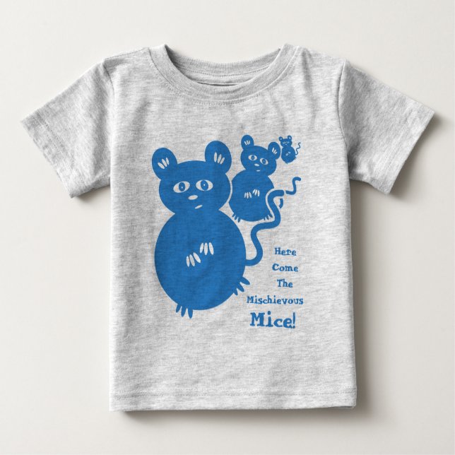 Camiseta Para Bebê Venha os Camundongos Mischievos! Rato de desenho (Frente)