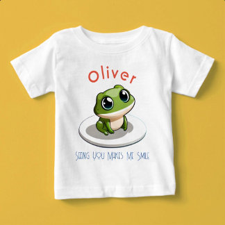 Camiseta Para Bebê Ver Você Me Faz Sorrir Nome Personalizado