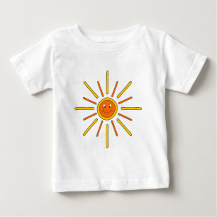 Camiseta Para Bebê Verão de sorriso Sun. Amarelo e laranja