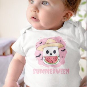 Camiseta Para Bebê Verão do Natal Cute Fantasma Melancia Verão
