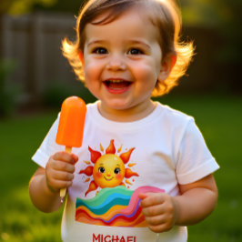 Camiseta Para Bebê Verão Feliz e Ensolarado