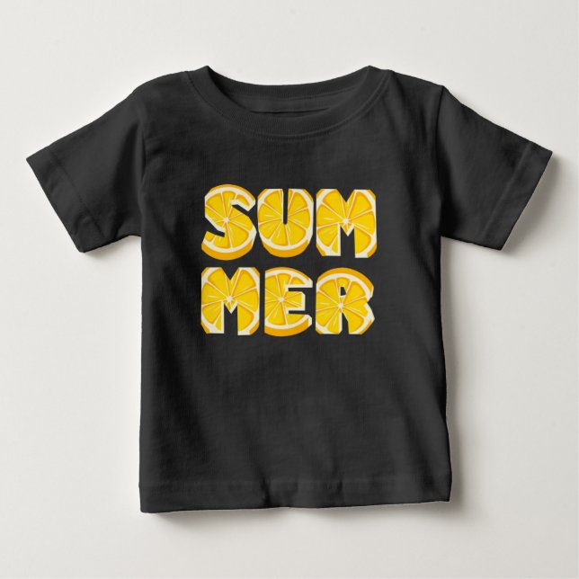 Camiseta Para Bebê Verão Limão Artístico (Frente)