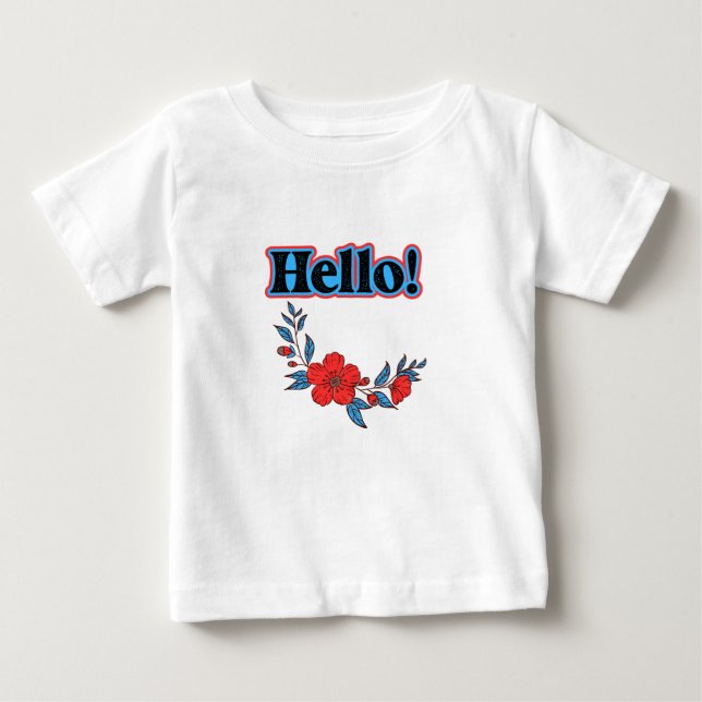 Camiseta Para Bebê Verão  Olá  Flor (Frente)