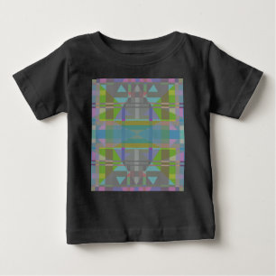Camiseta Para Bebê Verde Azul Roxo Geométrico