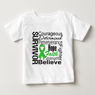 Camiseta Para Bebê Verde da colagem do sobrevivente do câncer de rim