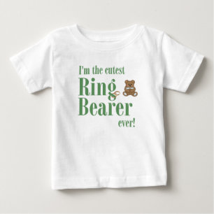 Camiseta Para Bebê Verde Eu Sou O Portador De Aliança Mais Fofo De To